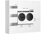 Mehrzweckschrank-Set OPTIFIT "OPTImulti", weiß matt, B:240cm H:210cm T:57,1cm, Holzwerkstoff, Kastenmöbel-Sets, Mehrzweckschrank-Set, Breite 240 cm, Waschmaschinenunterschrank, Schrankinnenausstattung