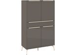 Highboard "Reno", anthrazit matt lack, glas anthrazit glanz, B:92cm H:155cm T:42cm, Glas, Holzwerkstoff, SET ONE BY MUSTERRING, Sideboards, Highboard, Mit Winkelfuß in diversen Farben, 155 cm Höhe & Farbauswahl