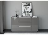 Sideboard "Reno", anthrazit matt lack, glas anthrazit glanz, B:182cm H:102cm T:42cm, Glas, Holzwerkstoff, SET ONE BY MUSTERRING, Sideboards, Sideboard, Mit Sockel in diversen Farben, 102 cm Höhe & Farbauswahl