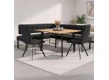 Eckbankgruppe HOME AFFAIRE "Mia Essecke, Sitzgruppe, Eckbankgruppe, Küchenbankgruppe", schwarz (dunkelgrau, dunkelgrau, schwarz), B:207cm H:61cm T:167cm, Holzwerkstoff, Massivholz, Metall, Polyester, Sitzmöbel-Sets, Eckbankgruppe, Eckbank mit Wellenfederung; Tisch in Eiche massiv