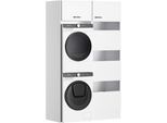 Mehrzweckschrank-Set OPTIFIT "OPTImulti", weiß matt, B:123,2cm H:210cm T:57,1cm, Holzwerkstoff, Kastenmöbel-Sets, Mehrzweckschrank-Set, Breite 123,2 cm, cleveres Wäschesystem, Metallgriffe