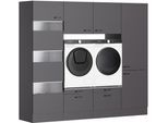 Mehrzweckschrank-Set OPTIFIT "OPTImulti", anthrazitfarben, B:240cm H:210cm T:57,1cm, Holzwerkstoff, Kastenmöbel-Sets, Mehrzweckschrank-Set, Breite 240 cm, Waschmaschinenunterschrank, Schrankinnenausstattung