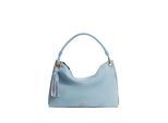 Schultertasche TOMMY HILFIGER "TH STATEMENT LEATHER BAG SUEDE", Mädchen, Gr. B/H/T: 44cm x 29cm x 6cm, blau (hellblau), Veloursleder, Taschen Schultertasche, Damen Tragetasche, Handtasche mit modischen Quasten