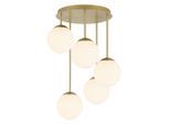 Novel Hängeleuchte , Weiss, Goldfarben , Metall, Glas , rund , 59.5 cm , RoHS, CE , Lampen & Leuchten, Innenbeleuchtung, Hängelampen, Pendelleuchten