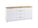 Xora Sideboard , Weiss, Eichefarben , Metall , 4 Fächer , 4 Schublade(n) Schubladen , 180x89x43 cm , Beimöbel erhältlich , Kleinmöbel, Kommoden, Sideboards