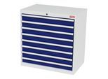 STIER Schubladenschrank mit 8 Schubladen BxTxH 900x575x920 mm lichtgrau/enzianblau (905080)