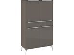 Highboard "Reno", anthrazit matt lack, glas anthrazit glanz, B:92cm H:155cm T:42cm, Glas, Holzwerkstoff, SET ONE BY MUSTERRING, Sideboards, Highboard, Mit Winkelfuß in diversen Farben, 155 cm Höhe & Farbauswahl