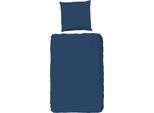 Bettwäsche GOOD MORNING "Good Morning Uni", blau (denimblau), B/L: 135cm x 200cm, 1 Stk., 1 Stk., Renforcé, B/L: 80cm x 80cm, 2 Stk., Renforcé, Obermaterial: 100% Baumwolle, Bettwäsche, Bettwäsche, 100% Baumwolle, Renforcé, 135x200, Unifarben, Reißverschluss, Weiß