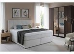 Boxspringbett HOME AFFAIRE "Leon, Doppelbett, Polsterbett, Federkernbett, Komfortbett, 160, 180 cm", hellgrau, B:165cm L:215cm, 100% PES, Komplettbetten, Boxspringbett, inkl. 9 cm Topper, 5-Zonen-Taschen-Federkernmatratze in H3