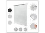 Seitenzugrollo LICHTBLICK ORIGINAL "Verdunkelungsrollo Thermo-Rollo Klemmfix ohne Bohren", grau (weiß, grau, weiß), B:80cm H:150cm, Polyester, Rollos, Seitenzugrollo, Verdunklungsrollo mit Klemmträger und Silberbeschichtung blickdicht