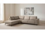 Ecksofa OTTO HOME "Casina", beige, B:287cm H:85cm T:239cm, 100% Polyester, Sofas, Ecksofa, mit abgerundeter Ottomane, in einem weichen Chenille-Stoff