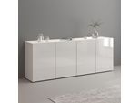 Sideboard OTTO HOME "Egypt, Kommode, Schrank, grifflos", weiß, B:180cm H:70cm T:38cm, Sideboards, Sideboard, 4 Türen, Fronten Hochglanz lackiert, Breite 180