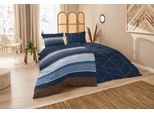 Bettwäsche PRIMERA "Feinbiber-Bettwäsche", blau (blau, braun), B/L: 135cm x 200cm, 1 Stk., 1 Stk., Mako-Satin, B/L: 80cm x 80cm, 2 Stk., Mako-Satin, Obermaterial: 100% Baumwolle, Bettwäsche, Bettwäsche, samtweich und natürlich aus reiner Baumwolle