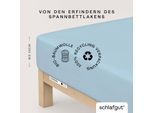 Spannbettlaken SCHLAFGUT "CASUAL Bettlaken 100% gekämmte Bio-Baumwolle, 150 g/m², Spannbetttuch", blau (blau light), L:200cm, Jersey, Obermaterial: 100% Baumwolle, Bettlaken, Spannbettlaken, Bettlaken bis 25 cm Höhe, langlebig, weich, Antipilling-Ausrüstung