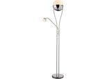 TRIO LEUCHTEN LED Stehlampe "CHRIS, LED Stehleuchte, mit Lesearm, Drehdimmer", grau (chromfarben), 2, Ø 28cm H: 180cm, 1 Stk., Leuchten, flexibles Leselicht getrennt schalten + dimmen, warmweißes Licht 3000K, LED Stehlampe