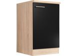 Spülenschrank RESPEKTA "Merle", schwarz, B:50cm H:84,8cm T:60cm, Schränke, Spülenschrank, Breite 50 cm, Soft-Close, Griffe aus Metall, 85 cm Arbeitshöhe