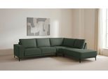 Ecksofa OTTO HOME "Casina", grün (forest grün), B:287cm H:85cm T:239cm, 100% Polyester, Sofas, Ecksofa, mit abgerundeter Ottomane, in einem weichen Chenille-Stoff