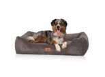 Knuffelwuff Hundebett aus Cord mit Handwebcharakter Olivia braun/ grau XL