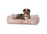 Knuffelwuff Hundebett aus Cord mit Handwebcharakter Olivia rosa M-L