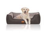 Knuffelwuff Hundebett Luke aus Velours mit feinem Handwebcharakter schwarz/ grau XL