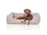 Knuffelwuff Hundebett Emma aus Velours mit feinem Handwebcharakter in Pastellfarben beige XXL