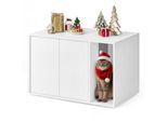 SONGMICS HOME Katzenklo-Schrank werkzeuglose Montage Push-to-Open Türen weiß