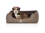 Knuffelwuff Orthopädisches Hundebett Outlander aus laser-gestepptem Kunstleder braun M-L