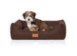Knuffelwuff Hundebett Lotte aus Velours mit feinem Handwebcharakter braun M-L
