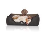 Knuffelwuff Orthopädisches Hundebett Outback aus laser-gestepptem Kunstleder schwarz/ gelb XXL
