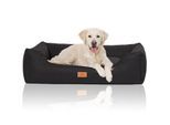 Knuffelwuff Hundebett Lotte aus Velours mit feinem Handwebcharakter schwarz XXL