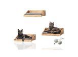 Rohrschneider ® 3-er Set Katzen Kletterstufe mit Kissen, Kletterwand mit Gratis-Spielballset