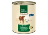 REAL NATURE Nassfutter Hund Adult Kalbsherzen und Huhn 24x800 g