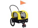 VidaXL Hunde 2-in-1 Fahrradanhänger & Jogger gelb