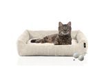 Rohrschneider ® Katzenbett waschbar mit Gratis-Beigabe, robuster Breit-Cordstoff beige