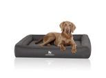 Knuffelwuff Orthopädisches Hundebett aus Velours mit Handwebcharakter Yukon anthrazit M-L