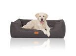 Knuffelwuff Hundebett Lotte aus Velours mit feinem Handwebcharakter grau XL