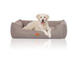 Knuffelwuff Hundebett Lotte aus Velours mit feinem Handwebcharakter hellgrau XXL