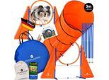 PfotenWunder® XXL-Profi-Agility Set Hunde Groß + 3 M-Tunnel + 21 Min. HUNDESCHULE - 6 Slalomstangen, für kleine & große Hunde-Training Sport Cavaletti Parcour Steckhürdenset Zubehör Hürden