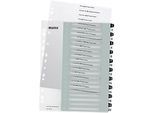 Leitz WOW Register, Kunststoff, schwarz-weiss, DIN A4, Überbreite, 1-20, 20 Taben, transparent