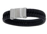 Armband FIRETTI "Schmuck Geschenk Lederarmband, Verschluß gravierbar", schwarz (edelstahlfarben, schwarz), Armbänder, Damen, 21cm, Edelstahl, Armband
