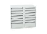 Stumpf Schubladenschrank Serie STS 410, 14 Schubladen lichtgrau (12x100, 2x200mm) ; Stumpf Metall (7102207)