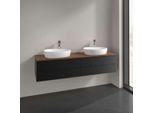 Villeroy und Boch Antao Waschtisch-Unterschrank K28152PD 160x36x50cm, Hahnloch, Waschbeckenplattenfarbe warm walnut, black matt lacquer