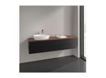 Villeroy und Boch Antao Waschtisch-Unterschrank K26052PD 160x36x50cm, Hahnlochbohrung, Waschbeckenplattenfarbe warm walnut, black matt lacquer