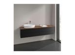 Villeroy und Boch Antao Waschtisch-Unterschrank L26152PD mit Beleuchtung, 4 Auszüge, 1600 x 360 x 500 mm, Front mit Struktur, Black Matt Lacquer / Warm Walnut