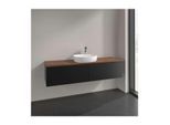 Villeroy und Boch Antao Waschtisch-Unterschrank L36012PD mit Beleuchtung, 2 Auszüge, 1600 x 360 x 500 mm, Front ohne Struktur, Black Matt Lacquer / Warm Walnut