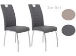 Stuhl-Set Andrea S Grau Lederlook