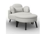 Sessel Bianca mit Hocker Chenille Grau