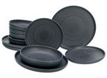 Tafelservice Uno Lava Stone in Schwarz 12-teilig