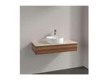 Villeroy und Boch Antao Waschtisch-Unterschrank L09053HM mit Beleuchtung, 1 Auszug, 1000 x 190 x 500 mm, Front ohne Struktur, Warm Walnut / Botticino