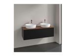 Villeroy und Boch Antao Waschtisch-Unterschrank L35012PD mit Beleuchtung, 1 Auszug, 1200 x 360 x 500 mm, Front ohne Struktur, Black Matt Lacquer / Warm Walnut